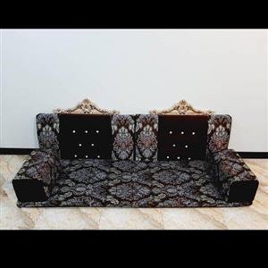 ست 5 تکه پشتی خلیجی تاج دار ،پارچه شانل مبلی