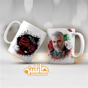 ماگ طرح شهید قاسم سلیمانی چاپ شده روی ماگ و لیوان