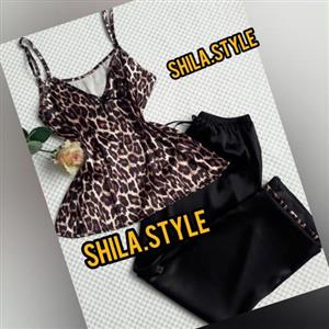 ست تاپ شلوار طرح دار ساتن