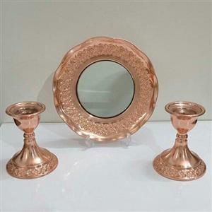 ست آینه شمعدان مسی شیک نانو شده