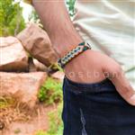 دستبند پسرانه‌ رنگ نسکافه ای دستبافت- اکسسوری مهری
