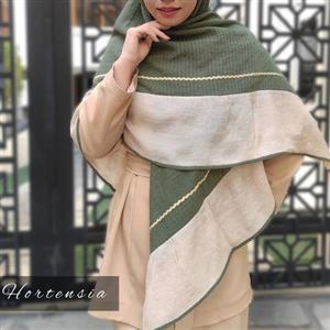 روسری مجلسی قواره بزرگ وال راه راه سنگشور با حاشیه گاندوزی شده