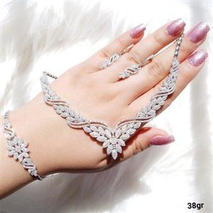 سرویس نقره 925 طرح جواهر با روکش طلا سفید