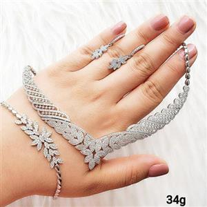 سرویس شکیل و فاخر مارسا نقره 925 طرح جواهر ابکاری طلا