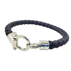 دستبند مردانه امگا مدل بافت با قفل نقره ای omega black sailing bracelet for men