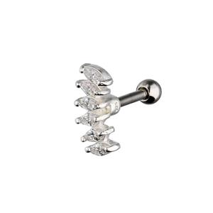 پیرسینگ نقره زنانه مدل نگین دار -