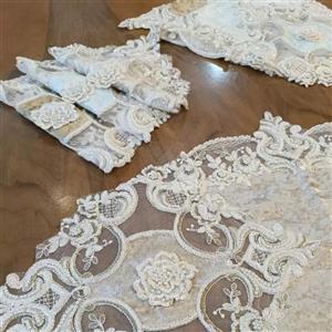جدیدترین رومیزی سه تیکه منجوق دوزی دانتل، ملیله دوزی با تنوع طرح و رنگ، اعلا