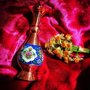 گلدان مس و پرداز مدل ترنج ارتفاع 16