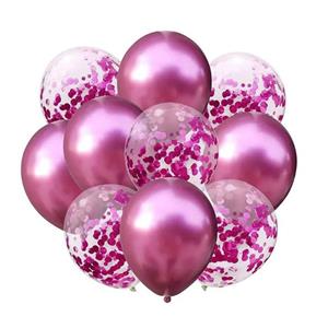 بادکنک سورتک مدل کروم شیشه ای پولک دار پلاس کد STN69 بسته 10 عددی