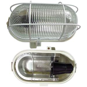 چراغ دیواری تونلی حفاظ فلزی حباب شیشه ای سرپیچ سرامیکیE27 اخگر الکتریک