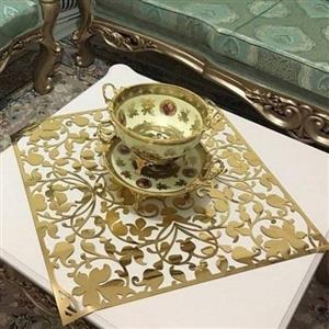 رومیزی عسلی چرم طرح گل وبوته... سایز 30 در30