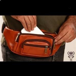 کیف کمری چرم دلربا چرم گاوی طبیعی قهوه ای