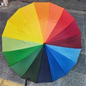 چتر تاپ اصل  خانواده فنری و ضد باد سوپر سایز  رنگین کمانی