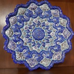 بشقاب 30 سانتی میناکاری طرح اسلیمی ختایی