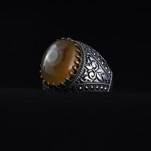 انگشتر نقره مردانه عقیق باباقوری رکاب تاج برجی اصل ( انگشتر باباقوری )