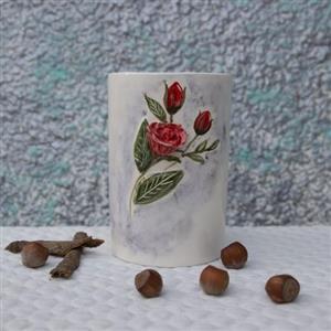 گلدان گل سرخ برجسته