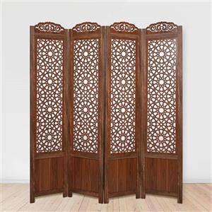 پاراوان پارتیشن چهارلنگه مشبک طرح ارسی تک رو و قابل حمل و تاشو از جنس MDF