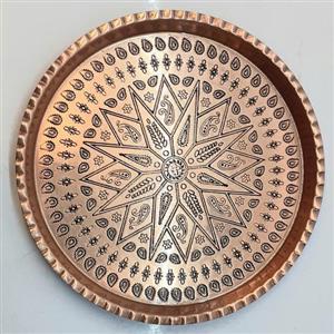 سینی مسی قطر 24 طرح ترمه گرد مسی نانو شده 