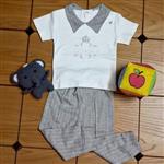 تیشرت شلوار نوزادی رویال یقه دوبل سایزهای 2 و 3