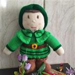 عروسک پسرک دست باف ناز(36cm کاموا ایرانی آکریل رنگ سبز قهوه ای قابل شست و شو