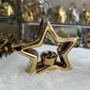 جا شمعی ستاره طلایی یا نقره ای جنس سرامیک با آبکاری فورتیک