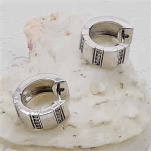 گوشواره حلقه ای نقره جواهر با آبکاری طلا سفید،