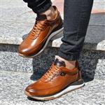 کفش اسپرت مردانه کتونی مردانه مناسب پیاده روی تمام چرم طبیعی گواشیر طرح استون