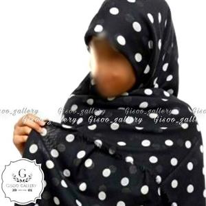 شال و روسری  نخی طرح توپی مشکی و سفید