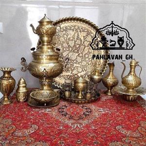 سماورذغالی6لیتر برنجی مدل قلمزده رنگ آنتیک نانو شده