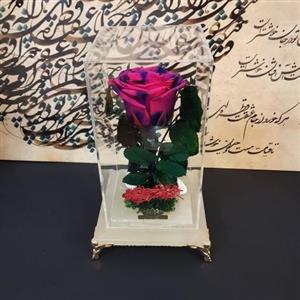 گل رز جاودان ساقه دار همراه باکس سنگ مرمر