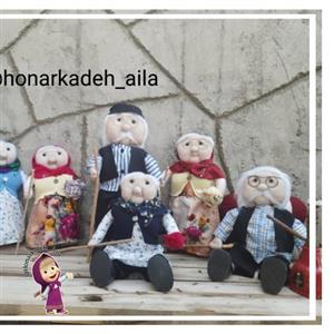 عروسک مادربزرگ  پدربزرگ پارچه ای دستساز 40 سانتی