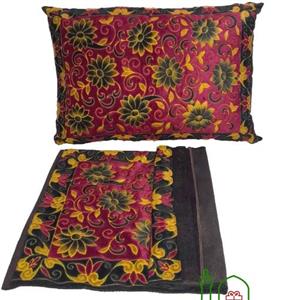 یک جفت روبالشتی مخمل گلدار برجسته پارامونت 5070 طرح قابی قرمز شکلاتی
