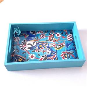 سینی چوبی رزین و دکوپاژ طرح حوض کاشی