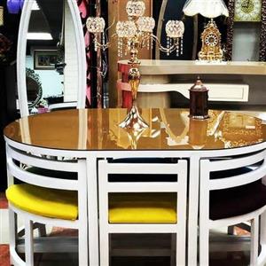 میز ناهار خوری کمجا چوبی ۶ نفره مستطیل