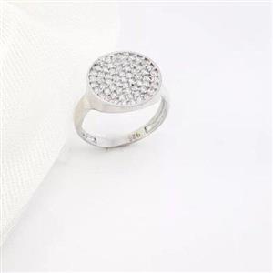 انگشتر نقره زنانه دایره a آبکاری طلا سفید عیار استاندارد 925 