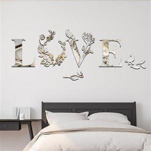 آینه دکوراتیو، مولتی استایل طرح لاو ،نقره ای