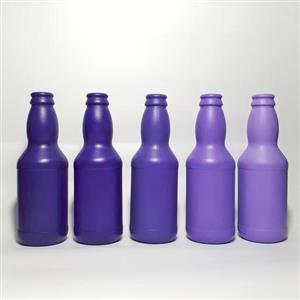 گلدان شیشه ای رنگی دکوراتیو طرح توناژ رنگ بنفش تا یاسی ست پنج عددی