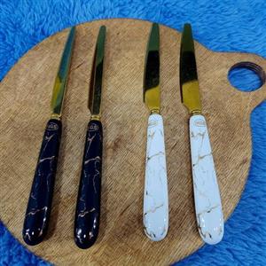 چاقو میوه خوری تیغه طلایی ماربل MGS بسته 12 عددی در 4 رنگ