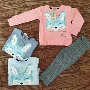 بلوز و شلوار جذاب روباه کوچولو\nسایزبندی  40،45\nرنگبندی طوسی،آبی، گلبهی\nشلوار پنبه چهارخانه