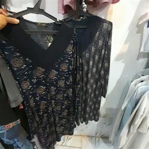 تونیک نخ پنبه قواره دار بلند زنانه فری سایز دو رنگ