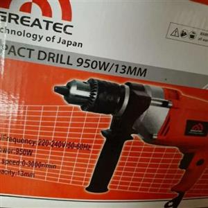 دریل گیربکسی نیم تنه فلزی گریت\nچکشی دیمر چپ گرد راست گرد\n900وات