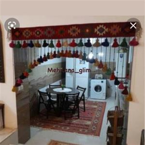 پرده سنتی سرپرده گلیم جاجیم آویز سنتی رنگبندی کیفیت عالی در طرح رنگ ابعاد سفارشی