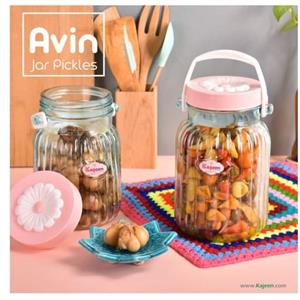 بانکه ترشی سایز7 آوین برند معتبر کاجین در طرحی زیبا بانکه حبوبات گنجایش 6لیتر