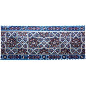 رومیزی مخمل کوبیده  جنس و رنگ عالی  کد MAKHMOS13  طرح کاشی  رنگ آبی  بدون آستر