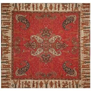 رومیزی ترمه مربع ابریشم  کد TRM29  رنگ قرمز  آستر زرشکی