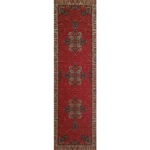 رومیزی رانر ترمه ابریشم کد TRRA43 نفیس رنگ قرمز آستر زرشکی