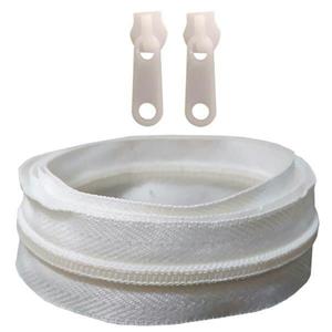 زیپ متری سفید 3 متری دنده پلاستیکی نمره 5 همراه 2 سرزیپ