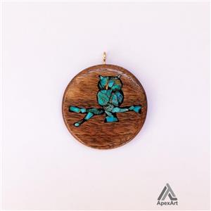 گردنبند فیروزه کوبی شده طرح جغد 