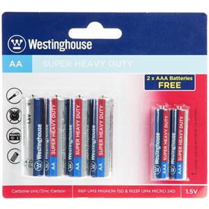 باتری قلمی و نیم قلمی وستینگهاوس پاور مدل Super Heavy Duty بسته 6 عددی