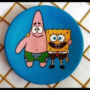 بشقاب سفالی دیوارکوب طرح باب اسفنجی وپاتریک